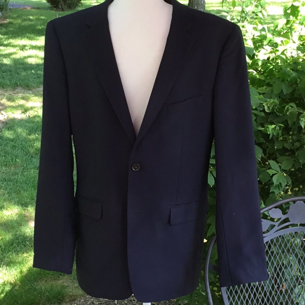 Merona Mens Size M Two Button Classic Blazer Navy Blue Preppy Jacket Timeless